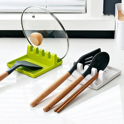 Kitchen Spoon Rest with Pot Lid Holder and Spatula Rack