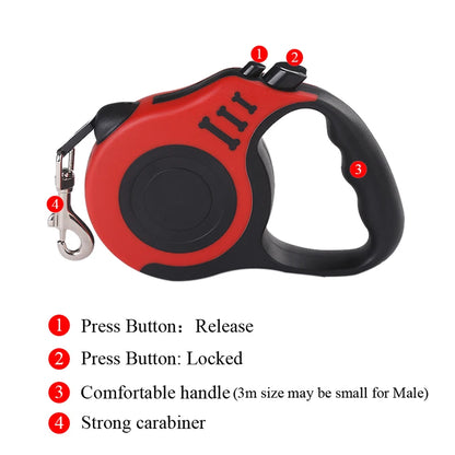 Retractable Dog Leash for Small Dogs & Cats – 3M or 5M Nylon Lead