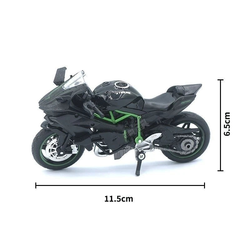 1:18 Kawasaki H2R Performance Sport Motorcycle Simulation Alloy Model Q Version Toy Collectible Ornament Brithday Gifts