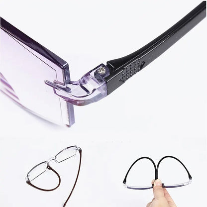 2 Pair Bifocal Reading Glasses with Anti Blue Light Rimless Design