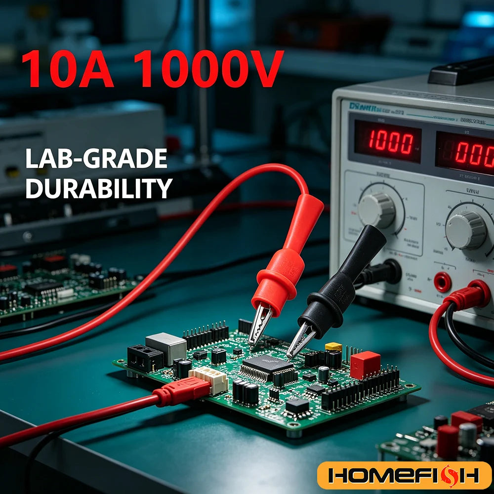 Multimeter Test Clips 10A 1000V Red & Black Clamp Set