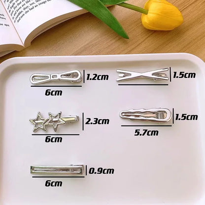 24-Piece Silver Hair Clips Set with Star and Duckbill Hairpins
