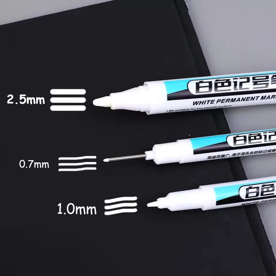 White Paint Marker Pen for Wood, Glass, Metal & Plastic