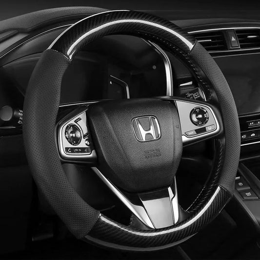 Carbon Fiber Steering Wheel Cover, Breathable Non-Slip 38cm