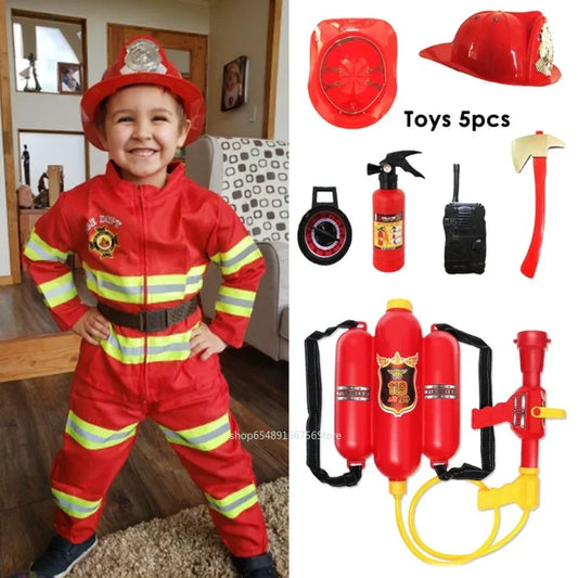Kids Firefighter Costume – Fireman Uniform Halloween Dress-Up Set
