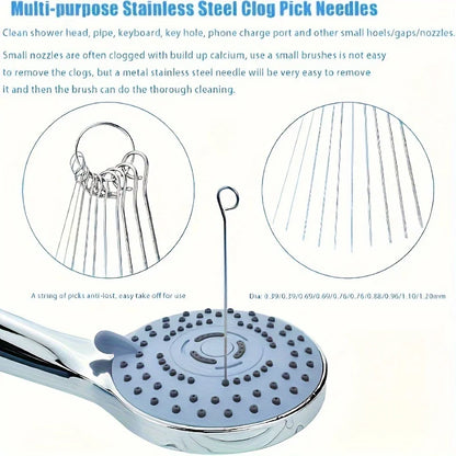 Shower Head Cleaning Brush Set, Stainless Steel Needle Tools 10pc