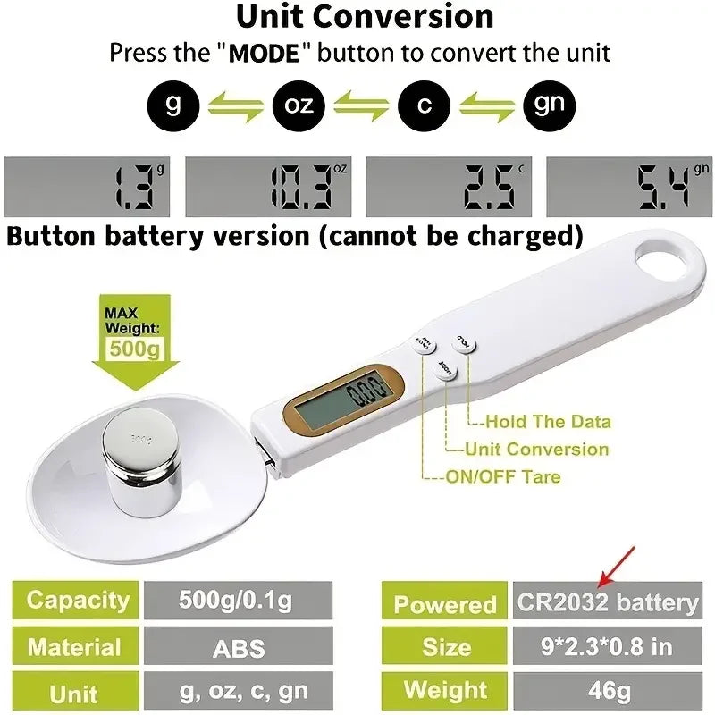 Digital Measuring Spoon Scale – 0.1g to 500g Kitchen Food Scale