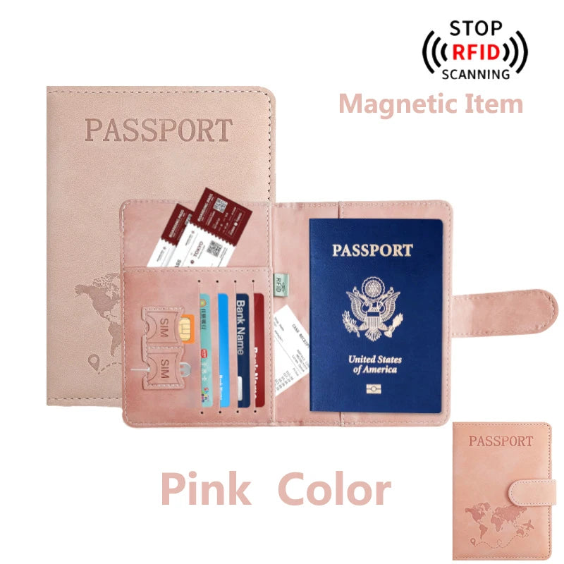 RFID Passport Holder Travel Wallet with Card and Document Slots