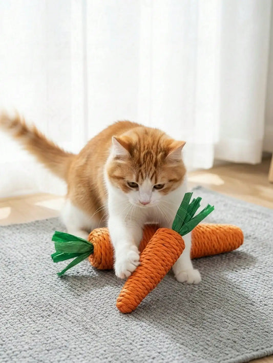 Carrot Cat Toy – Interactive Sisal Chew and Scratch Toy