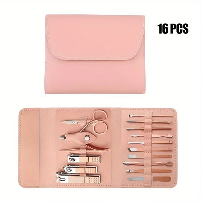 16 Piece Manicure Set with Nail Clippers & Cuticle Tools