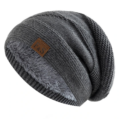 Winter Beanie Hat – Fur Lined Slouchy Knit Cap for Men & Women