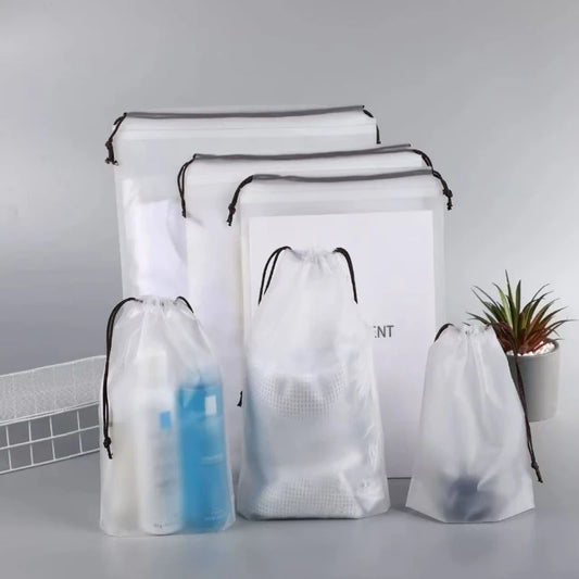 Shoe Storage Bag, Transparent Waterproof Drawstring Travel Organizer