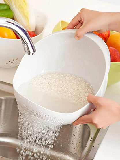 Rice Washing Basket Double Layer Colander with Handles