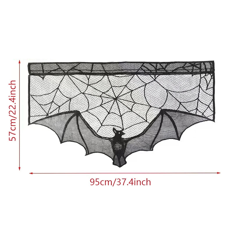 Halloween Lace Tablecloth – Black Bat & Spider Party Decor