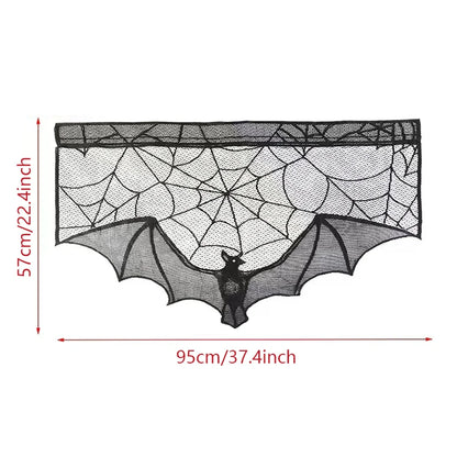 Halloween Lace Tablecloth – Black Bat & Spider Party Decor