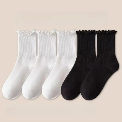 Women’s Ruffle Socks Black White
