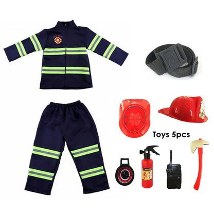 Kids Firefighter Costume – Fireman Uniform Halloween Dress-Up Set