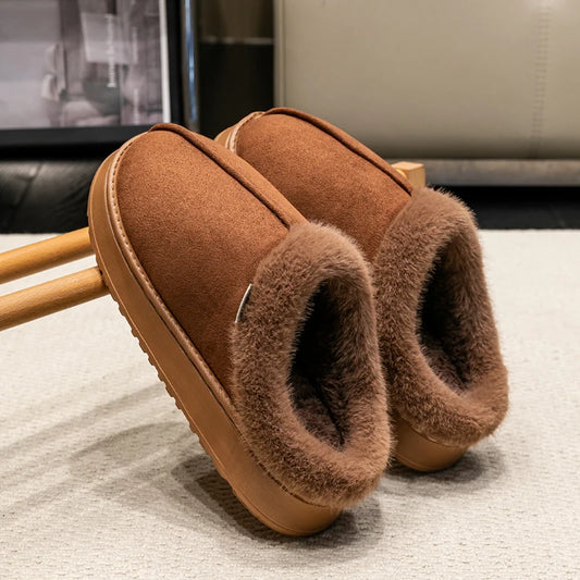 Men's Winter Slippers with Fur Lining and Thick Non-Slip Sole