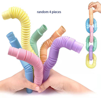 Pop Tube Fidget Toy – 4-Pack Mini Stretchy Sensory Tubes