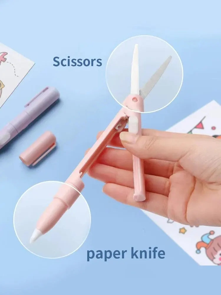 Mini Portable Scissors 2-in-1 Pocket Paper Cutter Tool
