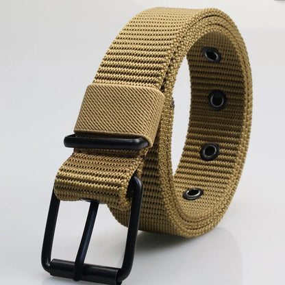 Men's Canvas Belt – Adjustable Pin Buckle Casual Woven Belt