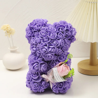 Foam Rose Teddy Bear Carry Bouquet. Ideal for Weddings, Mother's Day, Thank You to Nurses/Teachers or Other Celebrations!