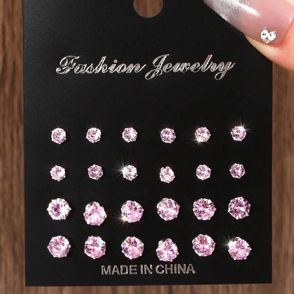 12 Pairs Cubic Zirconia Stud Earrings for Women – Geometric Styles