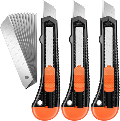 Utility Knife Box Cutter – Retractable Cardboard Cutter 3 Pack
