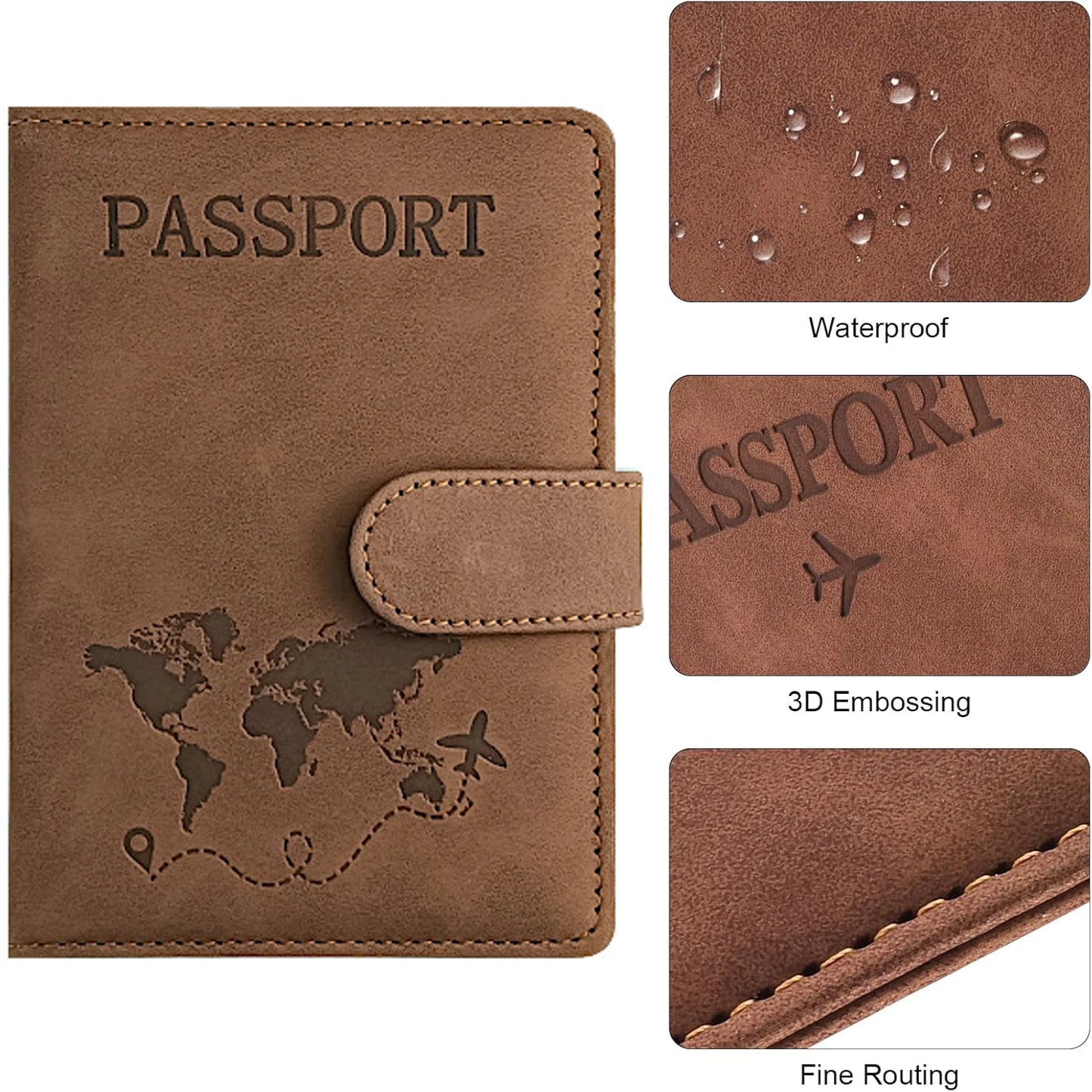 RFID Passport Holder Travel Wallet with Card and Document Slots