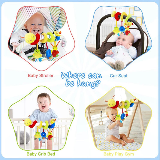 Baby Stroller Toy Plush Spiral Rattle for Crib and Car Seat