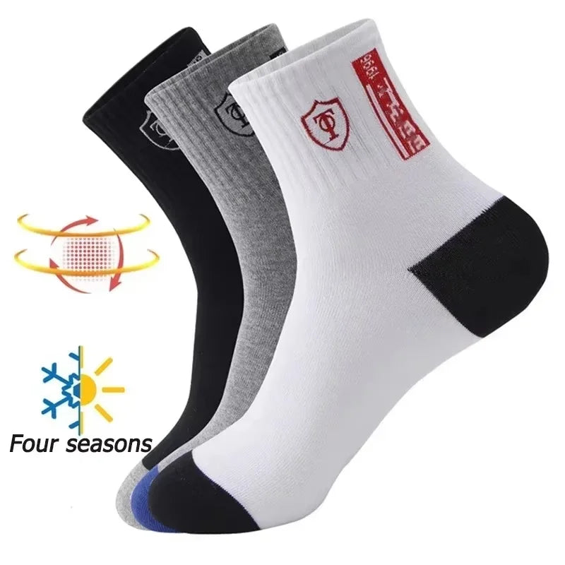 Men's Crew Socks – Breathable Cotton Blend Sports Socks, 5/10 Pairs