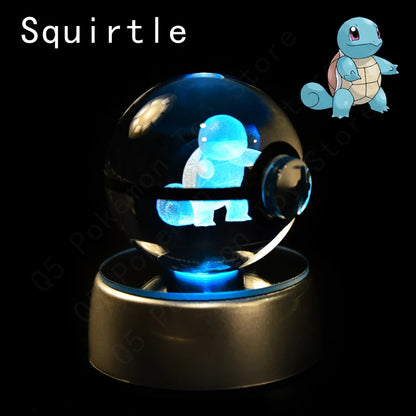 Crystal Ball Night Light with LED Base, 50mm Glass Decor