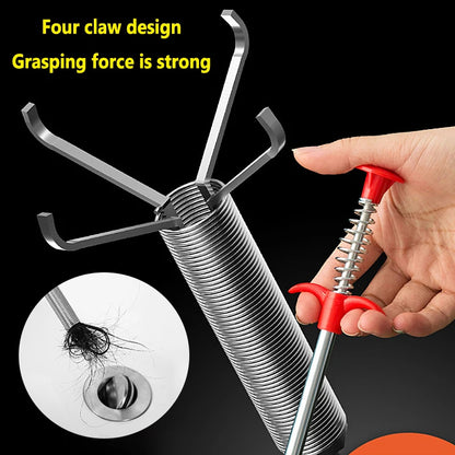 60cm Drain Snake Clog Remover, Flexible 4-Claw Pipe Cleaning Tool