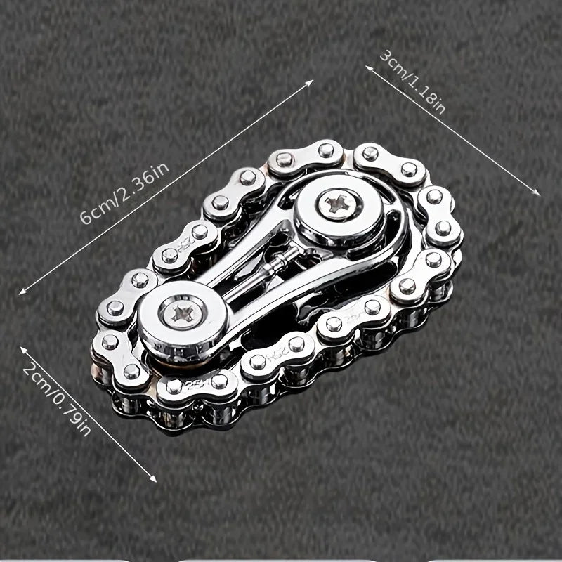 Metal Fidget Spinner – Bike Chain EDC Desk Toy with Silent Bearings