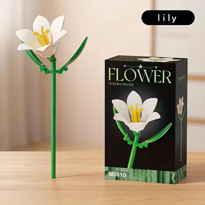 DIY Bouquet Building Blocks Single Flower Plastic Toys Small Particle Building Blocks Educational Kids Toys Home Decor Gifts