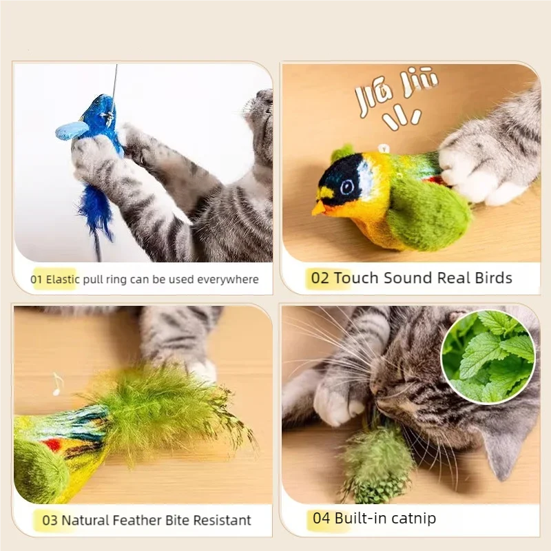 Interactive Bird Cat Toy Plush for Chewing and Play