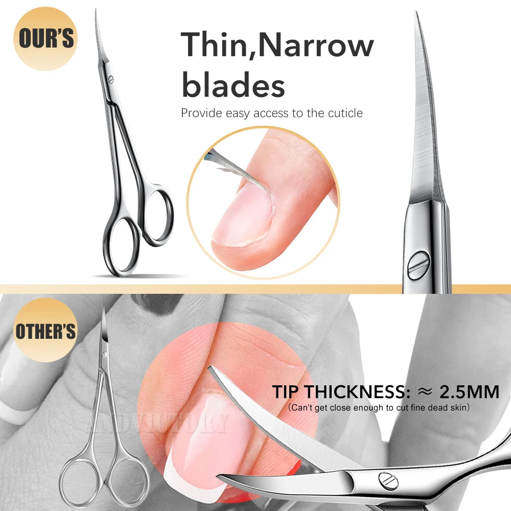 Stainless Steel Cuticle Scissors with Curved Tip for Manicure