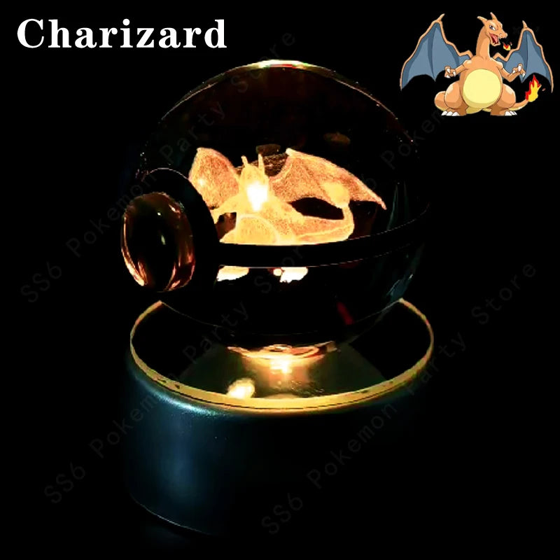 Crystal Ball Night Light with LED Base, 50mm Glass Decor