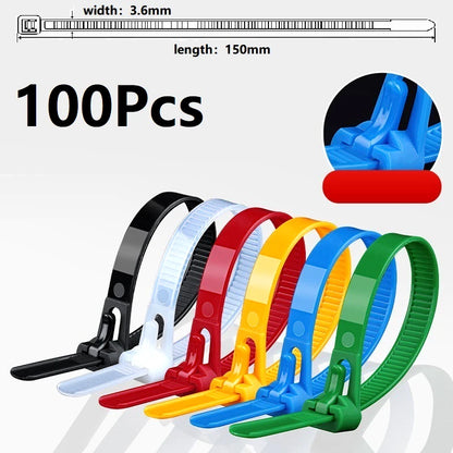 Reusable Cable Ties 150mm, Nylon Zip Ties with Removable Buckle