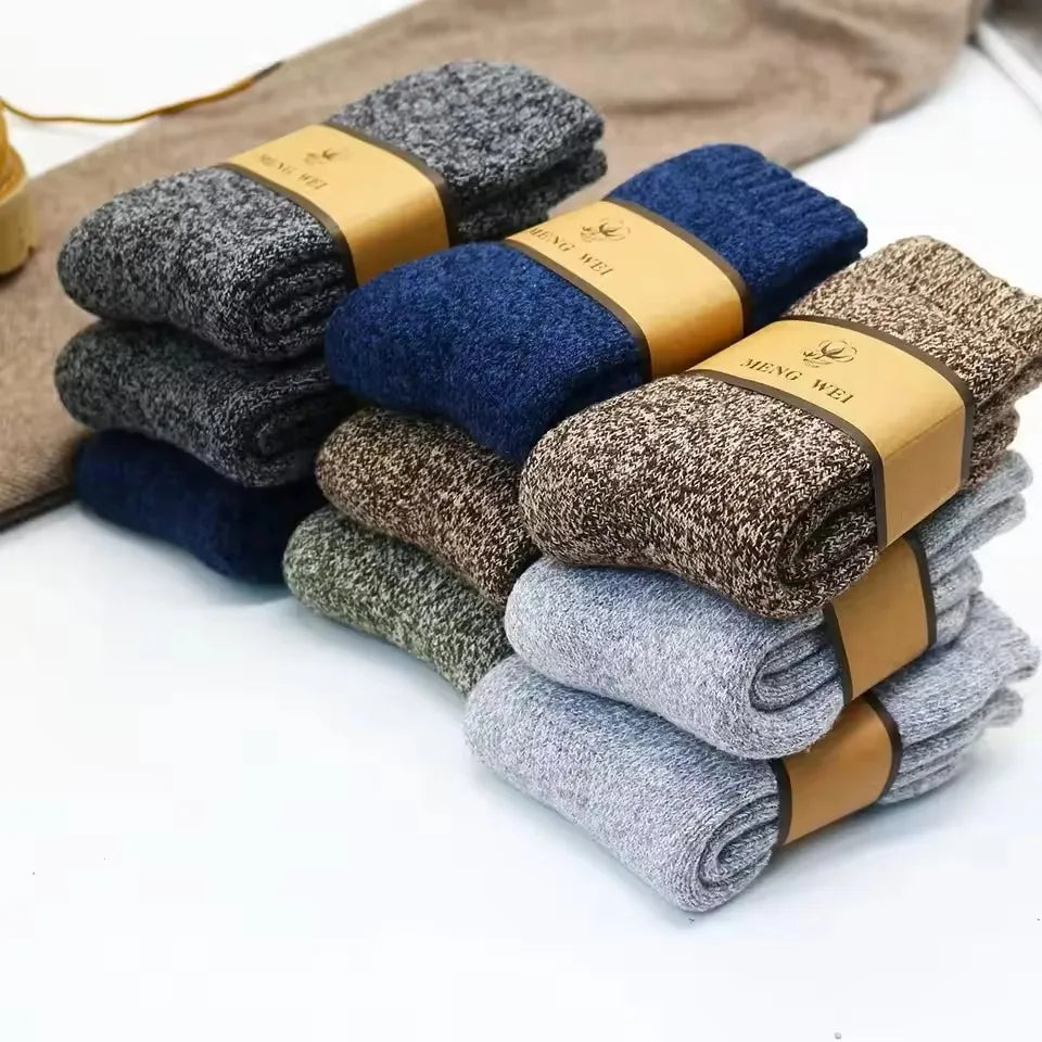 Men's Winter Socks Thick Warm Retro Crew Socks for Cold Weather