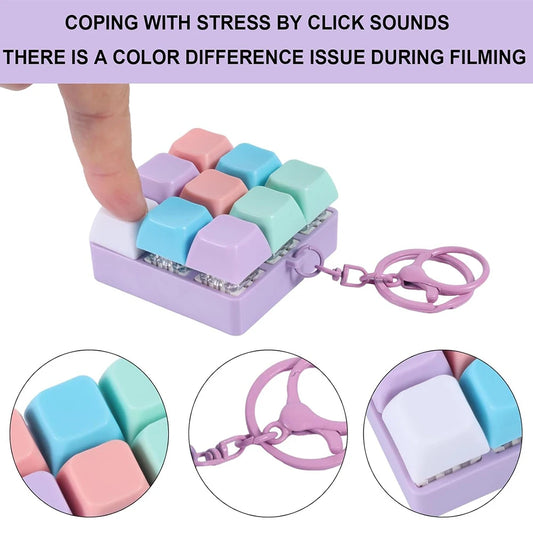 Keyboard Fidget Toy Clicker Keychain Button Toy for Adults