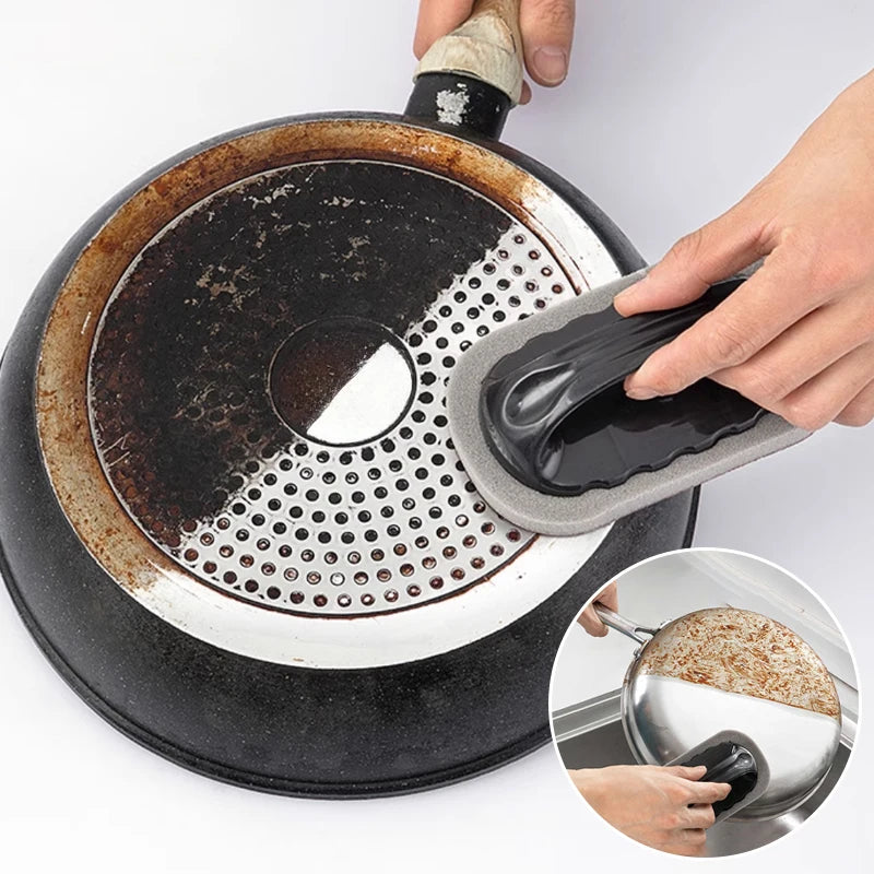 Emery Cleaning Sponge Brush with Handle for Kitchen and Bathroom