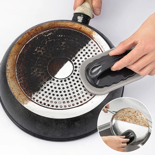 Emery Cleaning Sponge Brush with Handle for Kitchen and Bathroom