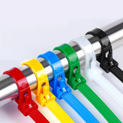 Reusable Cable Ties 150mm, Nylon Zip Ties with Removable Buckle