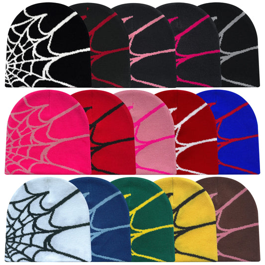Spider Web Beanie – Unisex Y2K Knit Winter Hat