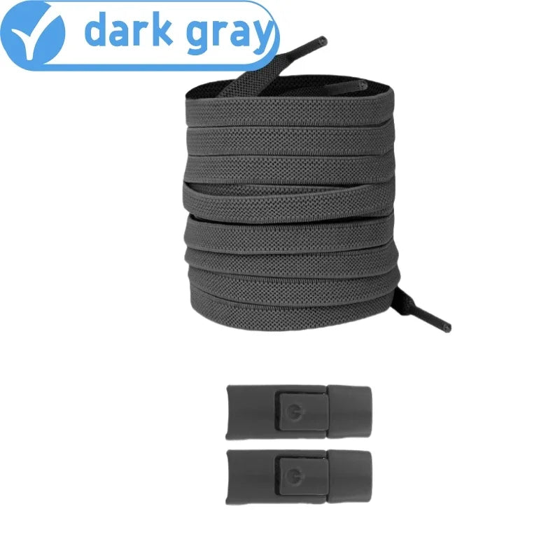No Tie Shoe Laces with Press Lock Elastic Flat Shoelaces