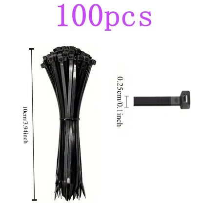 100 Pack Black Cable Ties Self-Locking for Cord Management