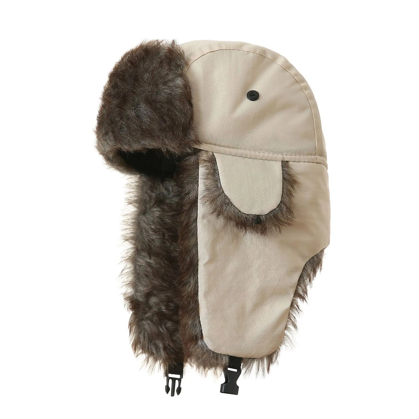 Trapper Hat with Ear Flaps and Faux Fur Lining for Winter
