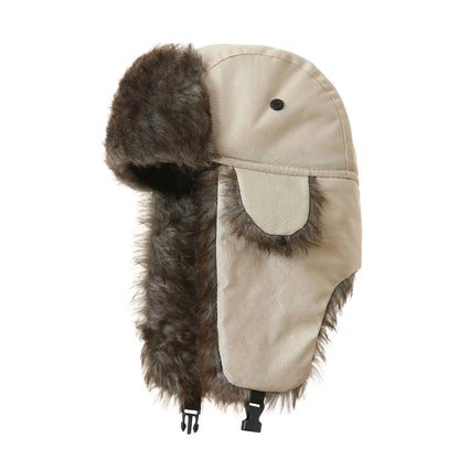 Trapper Hat with Ear Flaps and Faux Fur Lining for Winter