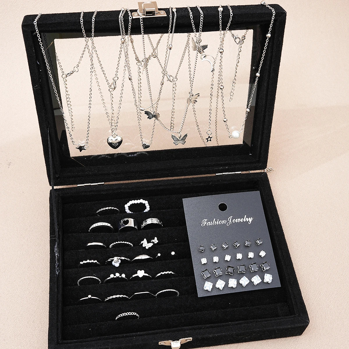 Women's Jewelry Set with Butterfly, Heart & Pearl Style Pieces